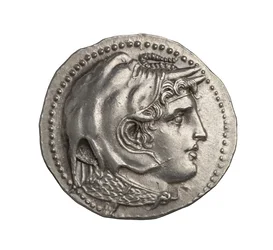 Antike griechische (ptolemäische) Silbermünze aus Alexandria, 295 v. Chr.